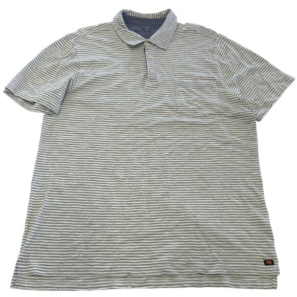 The Normal Brand Polo Shirt Mens XL Green White Striped 100% Cotton Short Sleeve - Picture 1 of 7